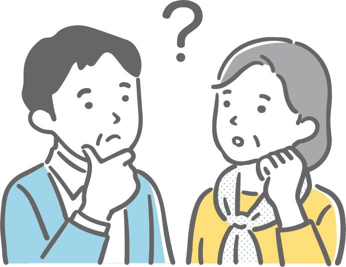 悩んでいる男女のイラスト